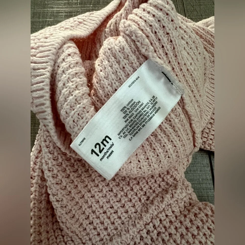 Carter's Baby Pink Hooded Cardigan 12 Months