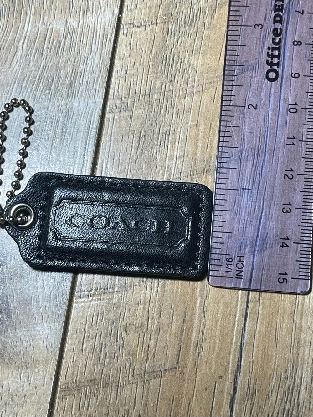 Coach Black Embossed Leather Tag Key Fob