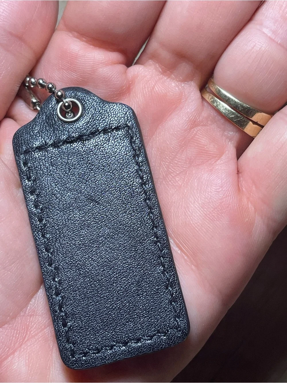 Coach Black Embossed Leather Tag Key Fob