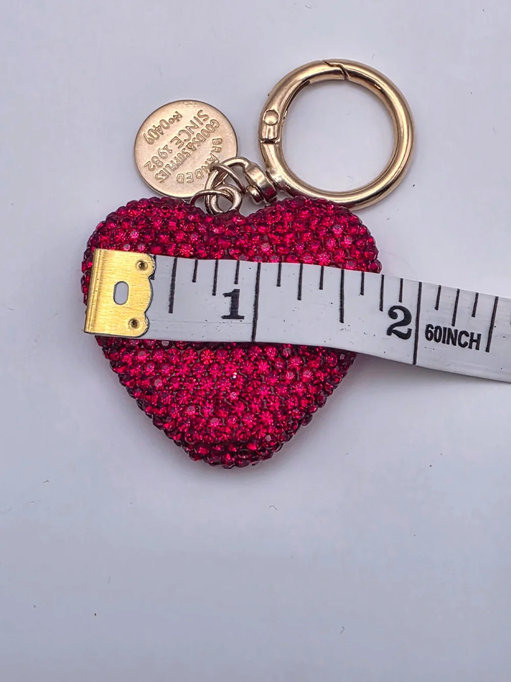 Gold-Tone Heart Crystal Keychain - Red Accent