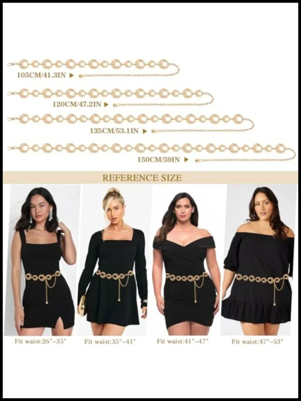 Chunky Metal Waist Chain for Dresses Irregular Geometric Design Adjustable