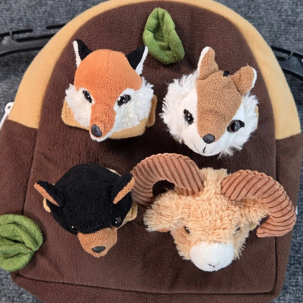 Unipak Kids Plush Woodland Animal Backpack Brown Tan Fox‎ Squirrel Ram Bear 11