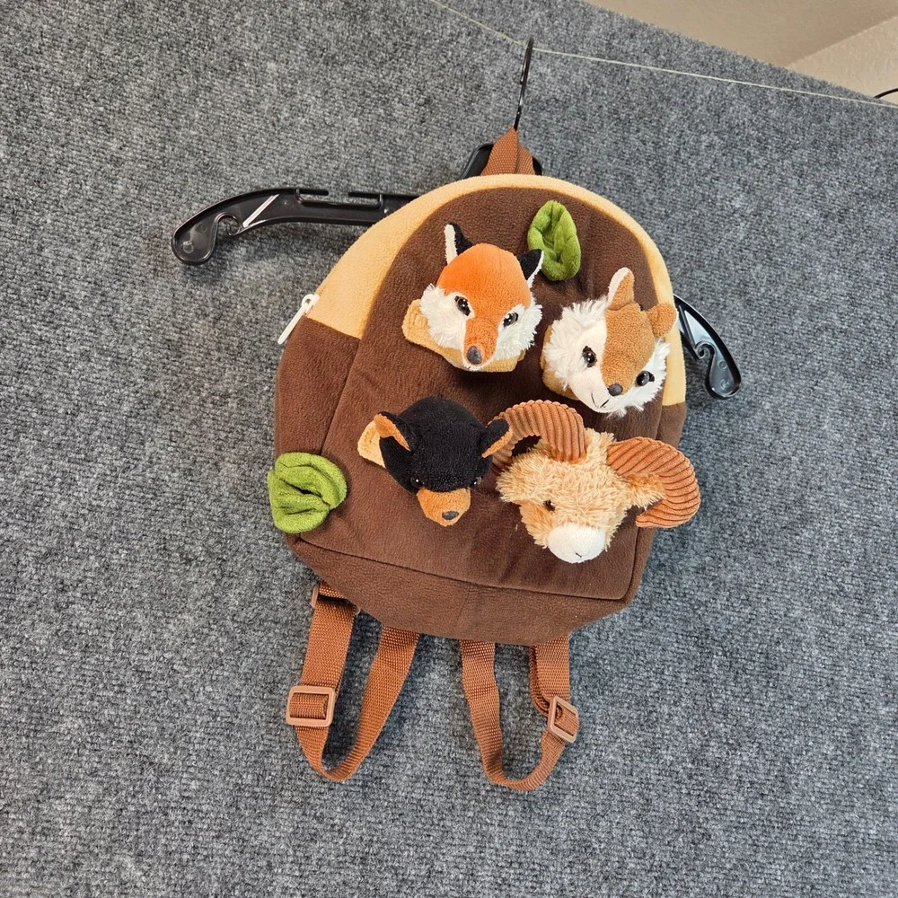 Unipak Kids Plush Woodland Animal Backpack Brown Tan Fox‎ Squirrel Ram Bear 11