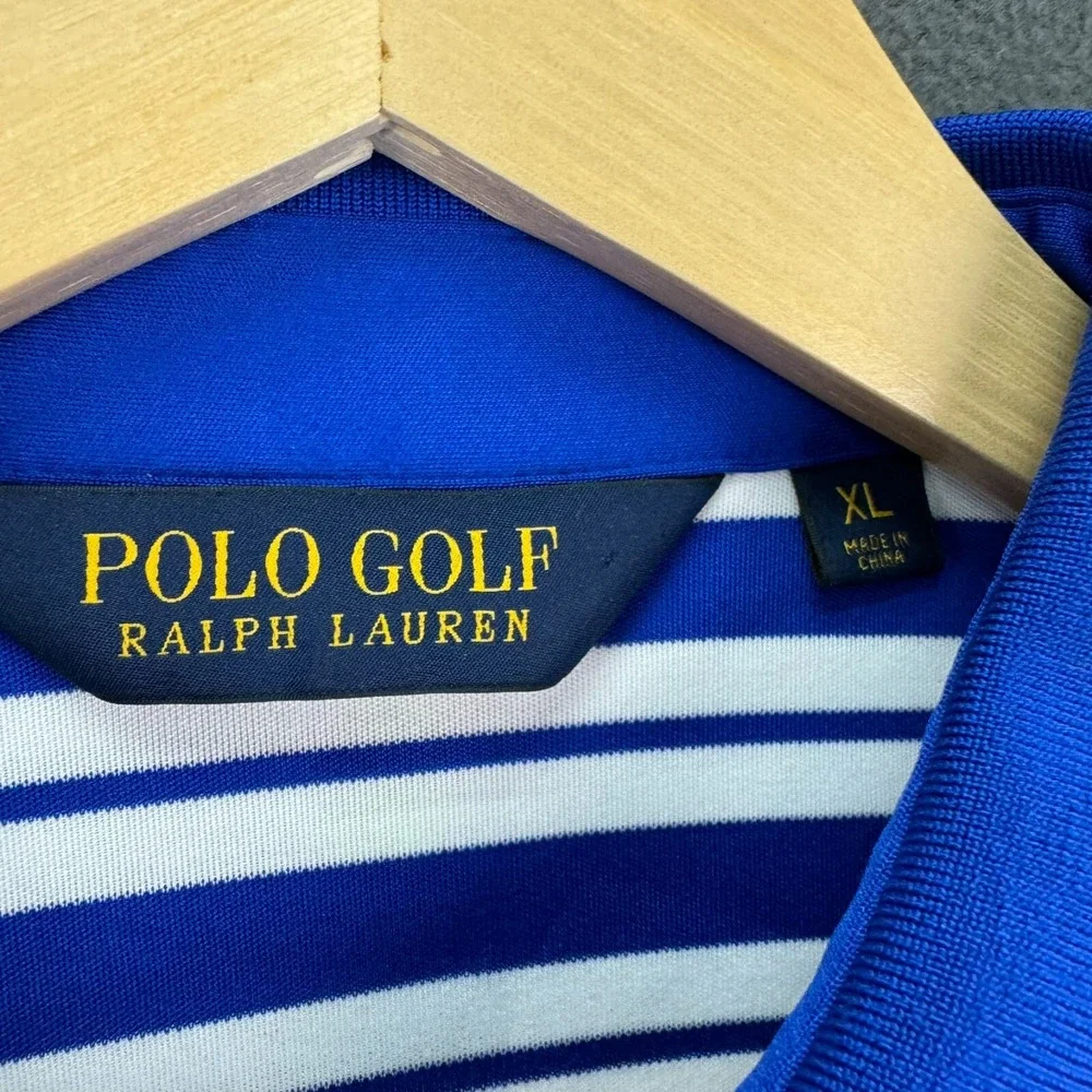 Ralph Lauren Polo Golf Shirt Mens XL Blue White 2015 U.S.‎ Open Chambers Bay