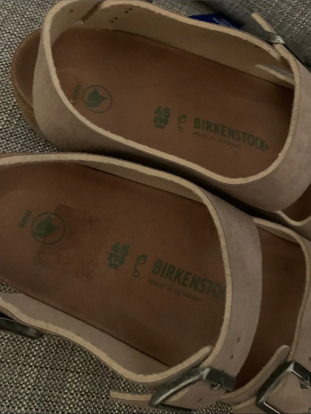 NWT Men’s Sz 45 Birkenstock Taupe Microfiber Vegan Milano Sandals