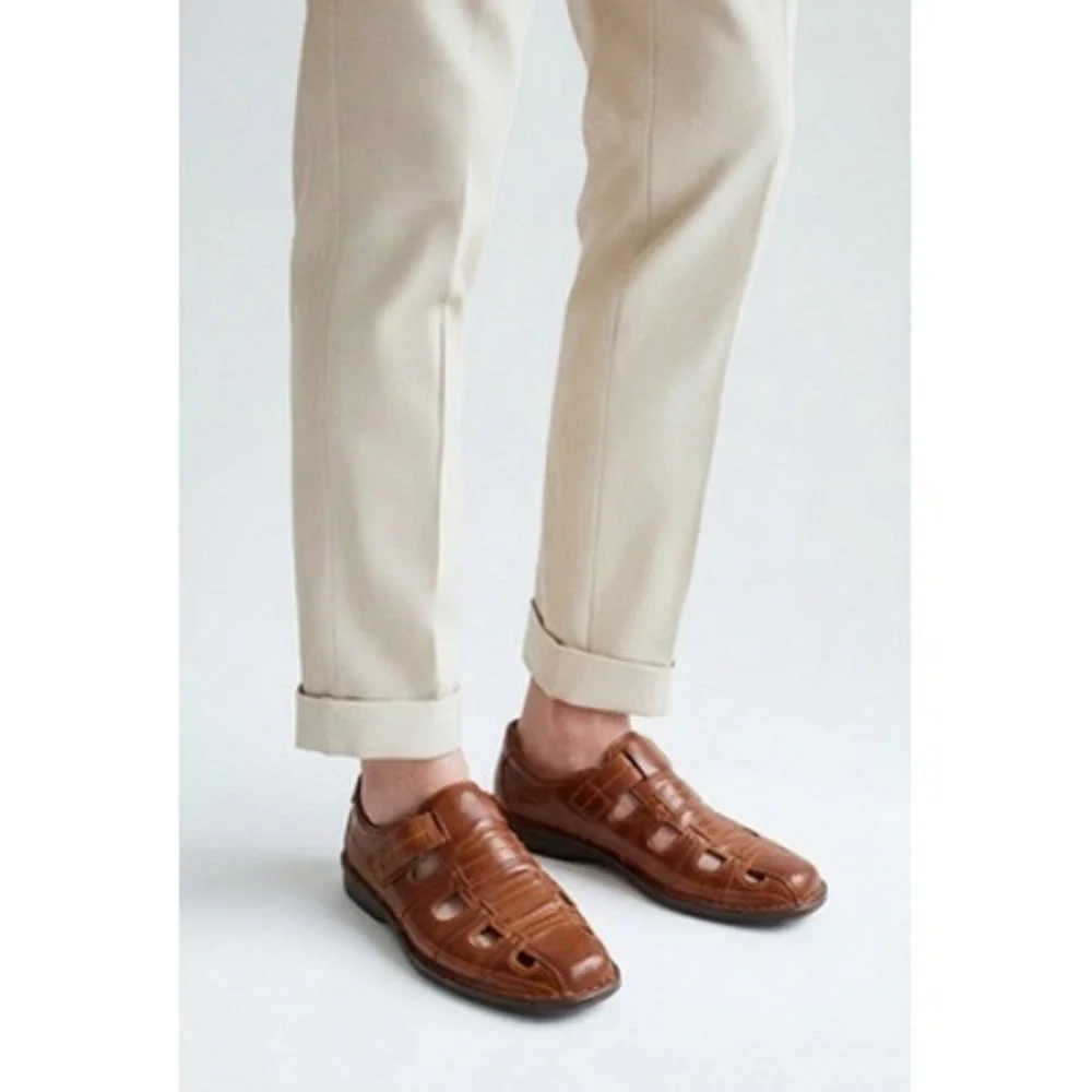 Stacy Adams Sandals Mens 8 Brown Fisherman Hook & Loop Comfort Casual Shoes