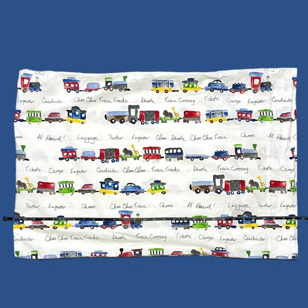 Pottery Barn Train Animals Pillow Case Standard Cover Kid Pillowcase Replacement
