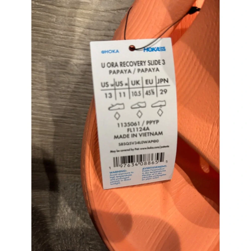 Hoka Ora Recovery Slide 3 Papaya Orange Comfort Sandals US‎ 11 Mens 13 Womens