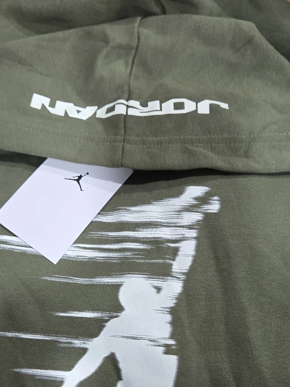 Jordan Olive Green Hoodie with White Jumpman Print