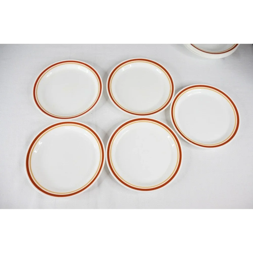 Vintage Corelle Dinnerware Set Cinnamon‎ Chestnut White Orange 16pc plates bowls