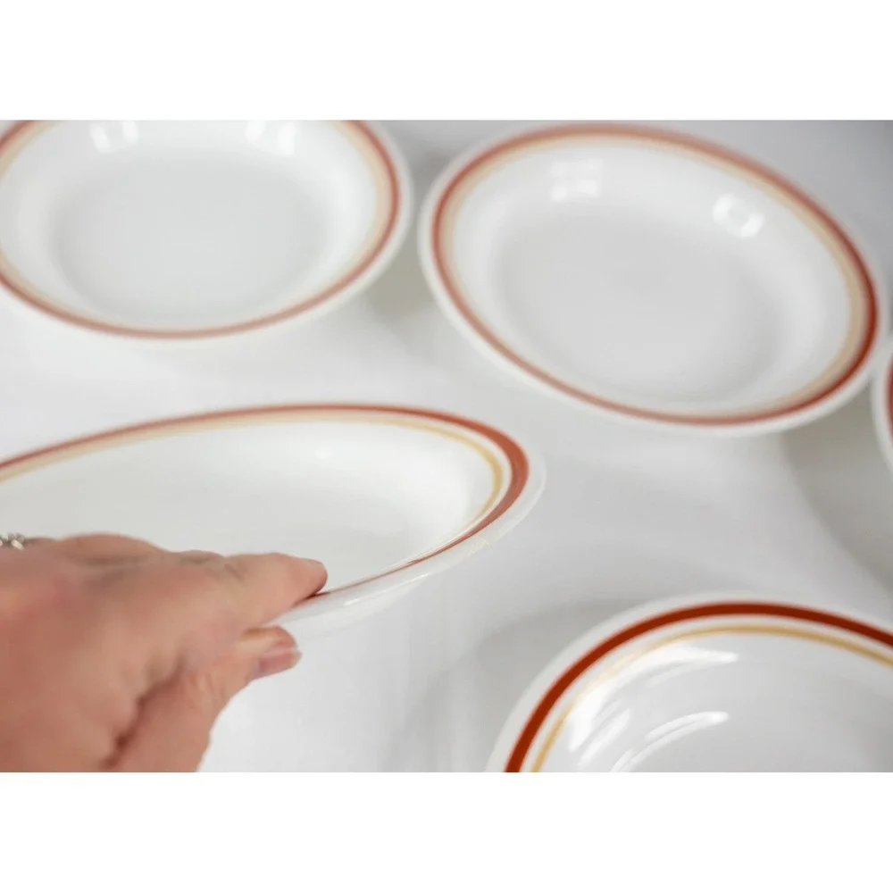 Vintage Corelle Dinnerware Set Cinnamon‎ Chestnut White Orange 16pc plates bowls