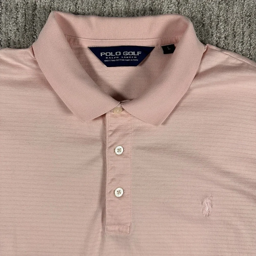 Vintage Polo Ralph Lauren Shirt Mens Large Golf Pink Pima‎ Cotton Pony Collar