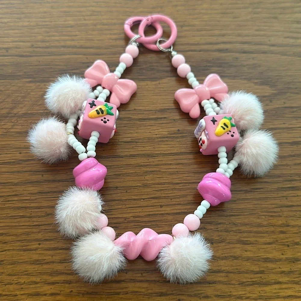 Beaded charm keychain