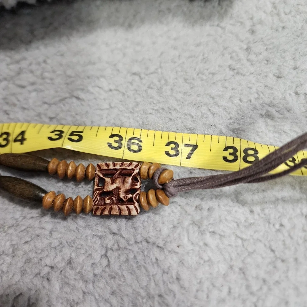 Vintage Wooden Beaded Safari Belt Tie 90s Boho Tribal Zoo Year of the wood horse