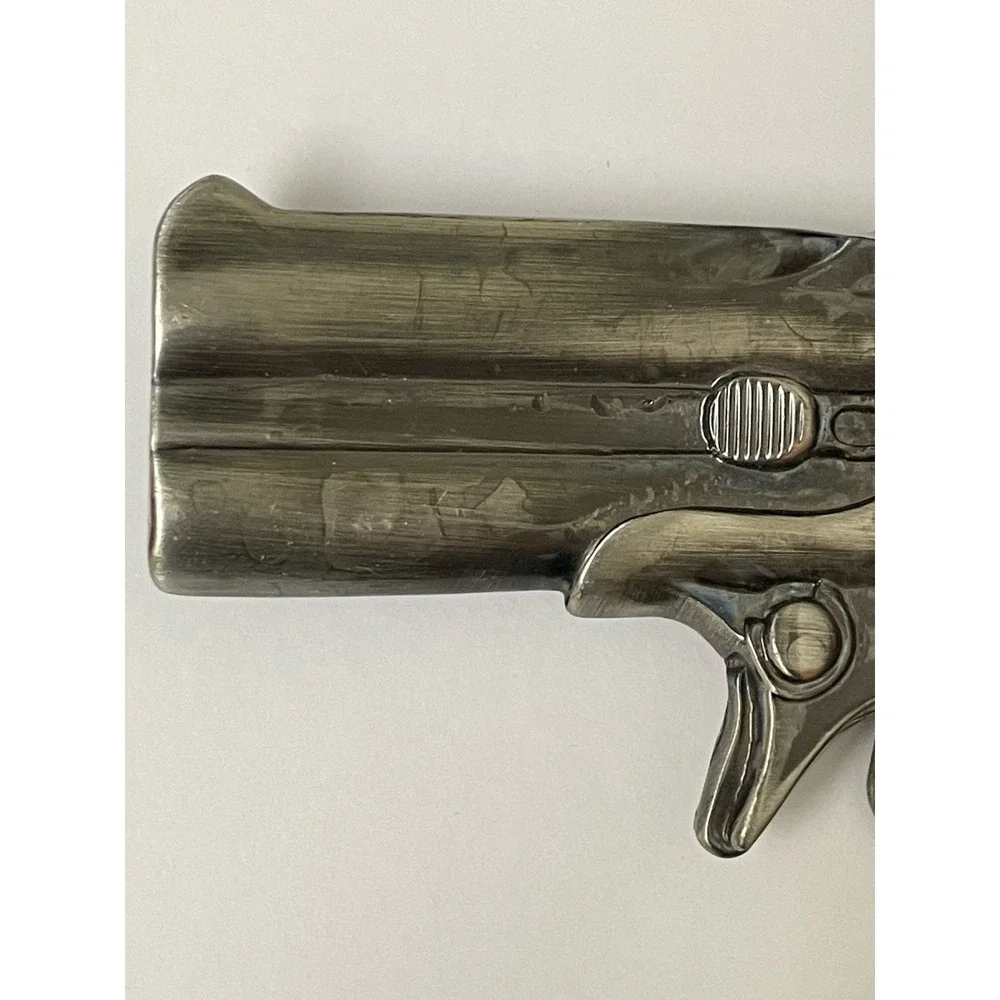 Vintage Remington Style Derringer Pistol Belt Buckle - Faux Pearl Grips