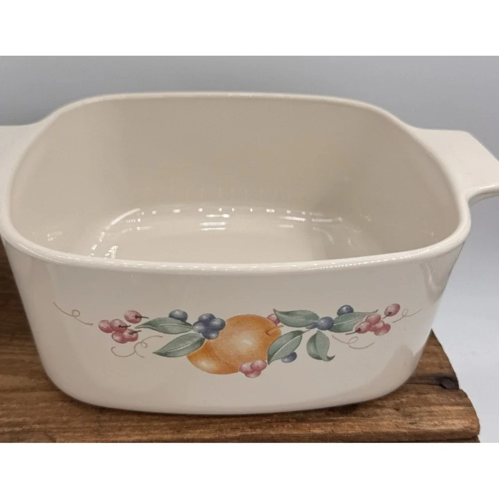 Corning Ware Beige Fruit Garland 4pc Set A-1-B + 2 A-1 1/2-B‎ + Pyrex Lid VTG