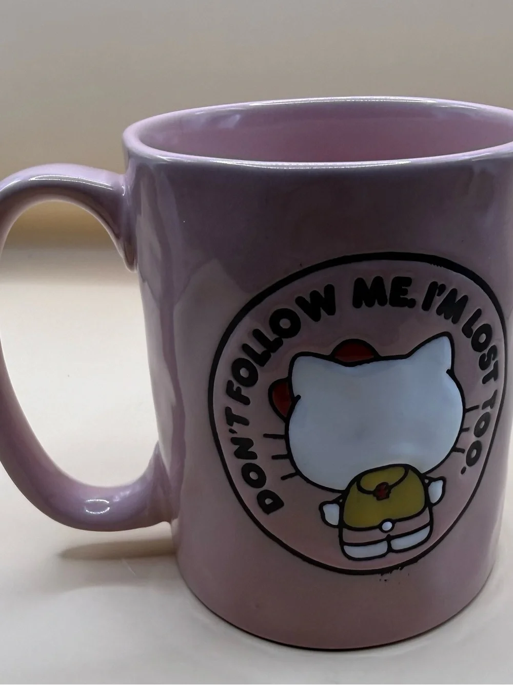 Sanrio Hello Kitty Pink Mug Don't Follow Me I'm Lost Too 15 oz 2023