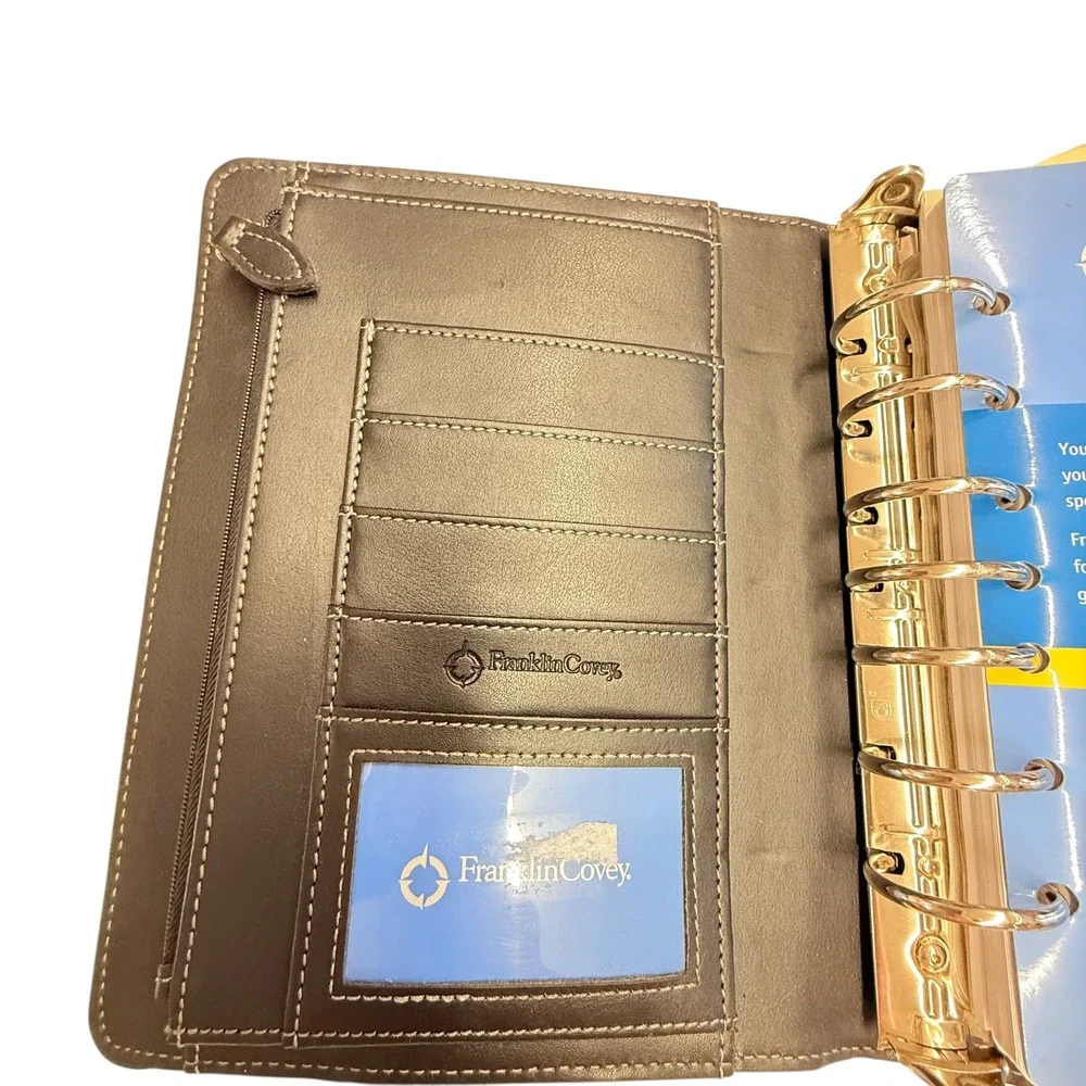 Franklin Covey Faux Leather Planner Organizer Tabs and‎ Pockets Black