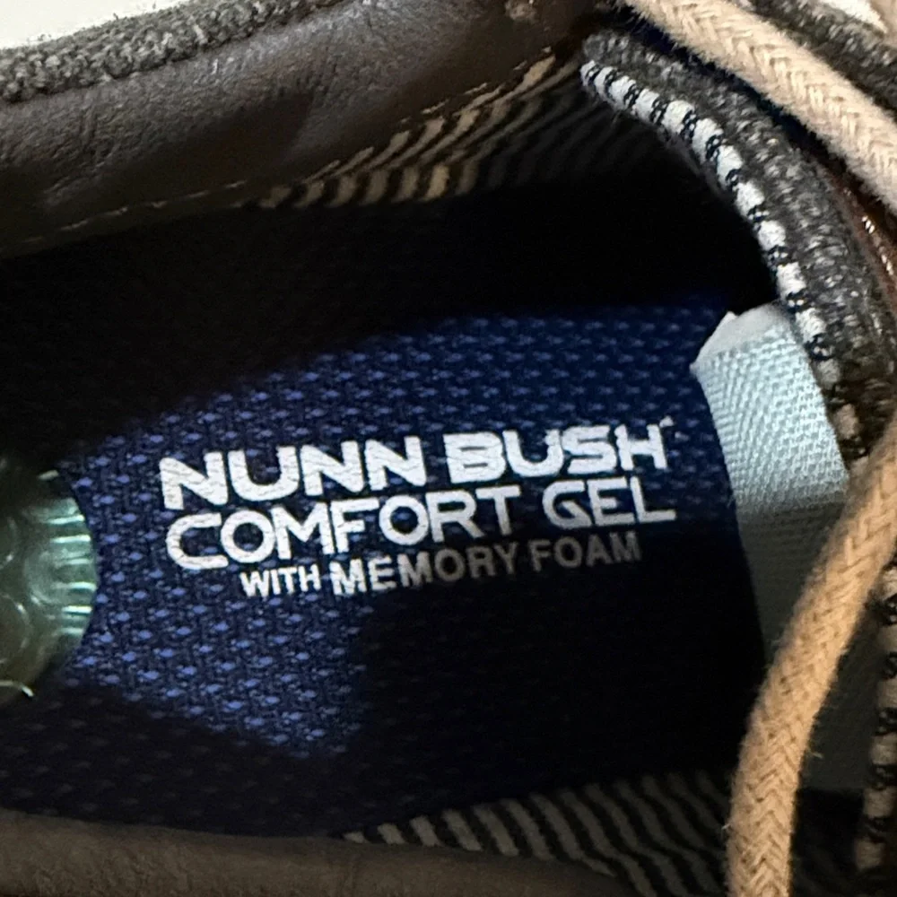 Nunn Bush Men's Barkley Charcoal Canvas Oxfords with Brown Trim size 10.5