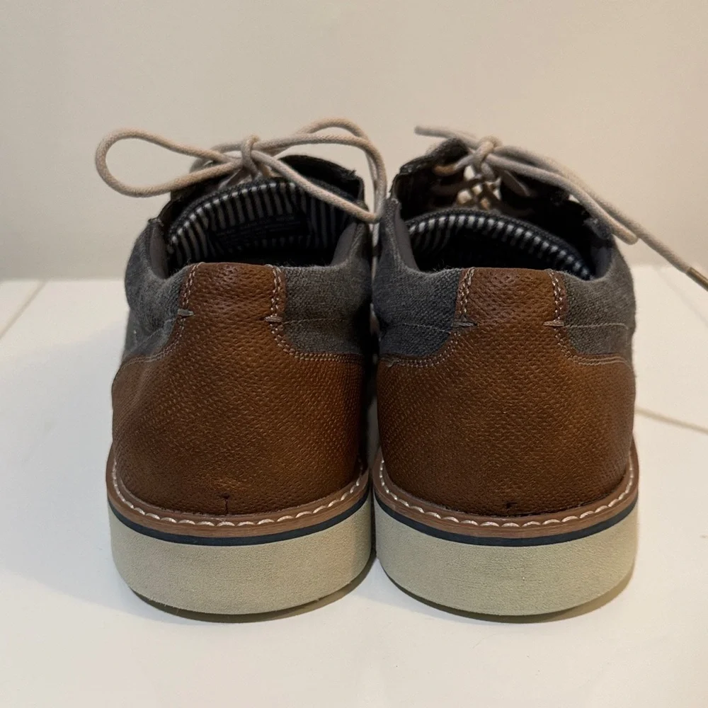 Nunn Bush Men's Barkley Charcoal Canvas Oxfords with Brown Trim size 10.5