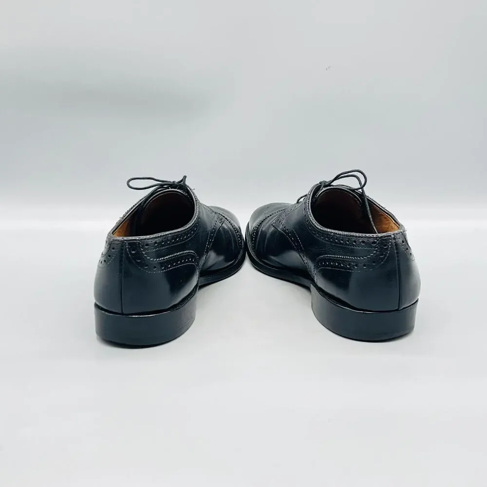 Allen Edmonds Shoes Mens 8.5 Black Leather Sanford Cap Toe Oxford Dress Brogue