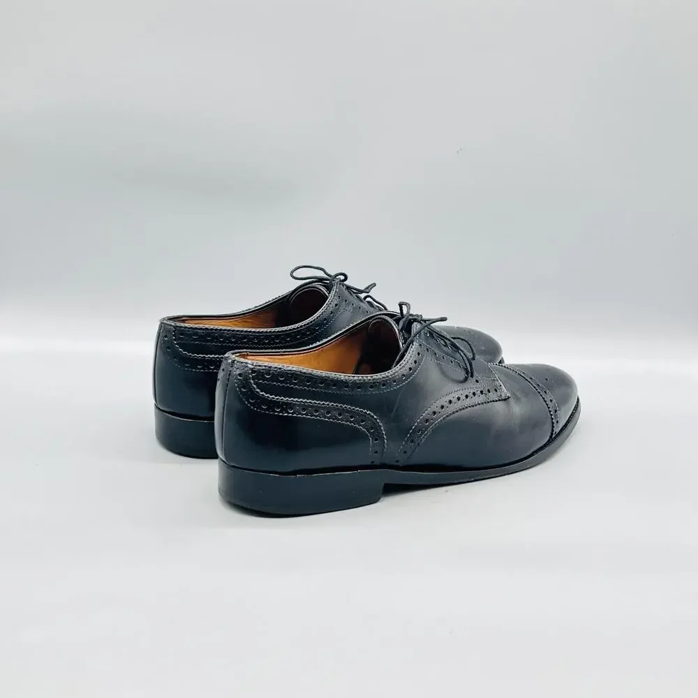 Allen Edmonds Shoes Mens 8.5 Black Leather Sanford Cap Toe Oxford Dress Brogue