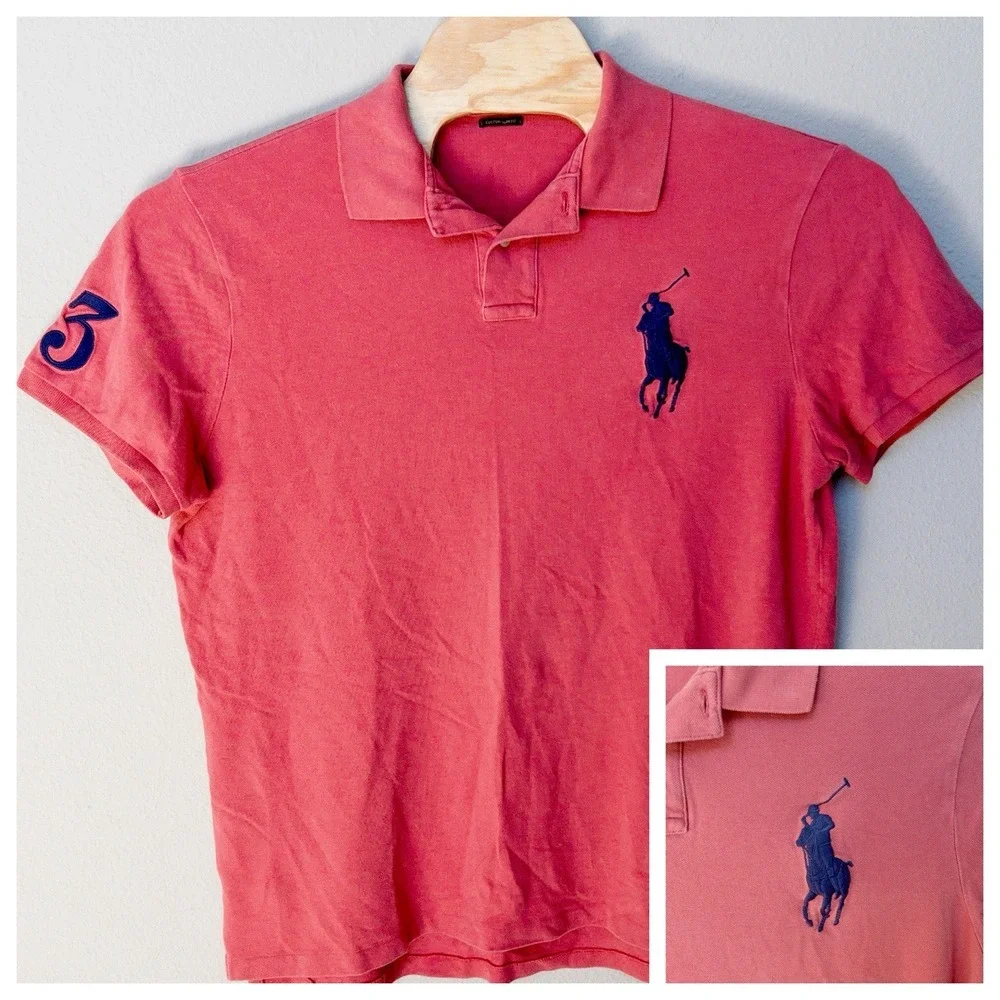 Polo Ralph Lauren‎ Slim Fit Mens XL Pink Large Horse Logo