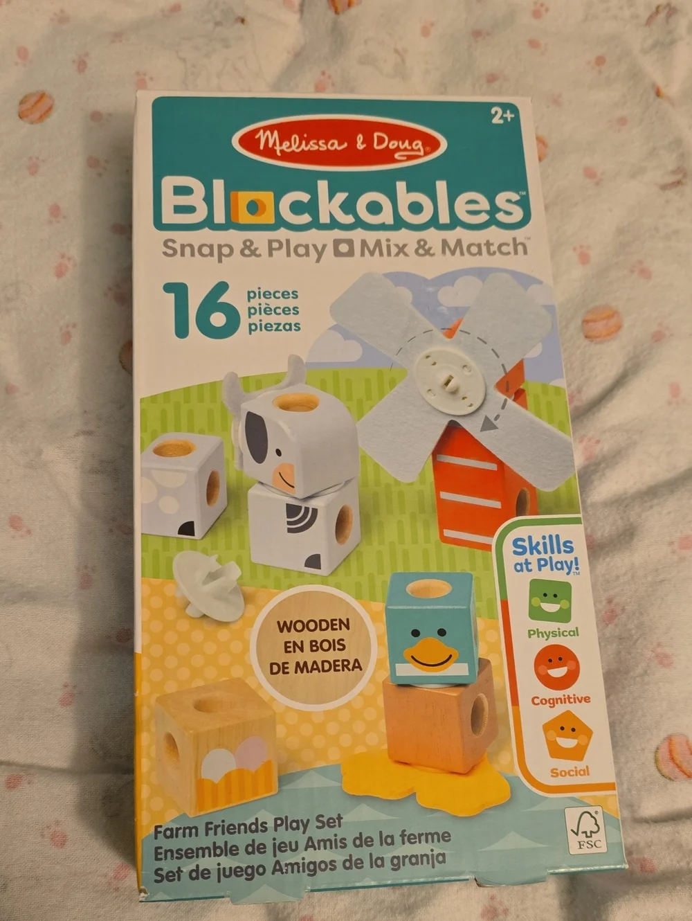 Melissa & Doug Blockables Farm Friends Wooden Building Set 16 Pieces