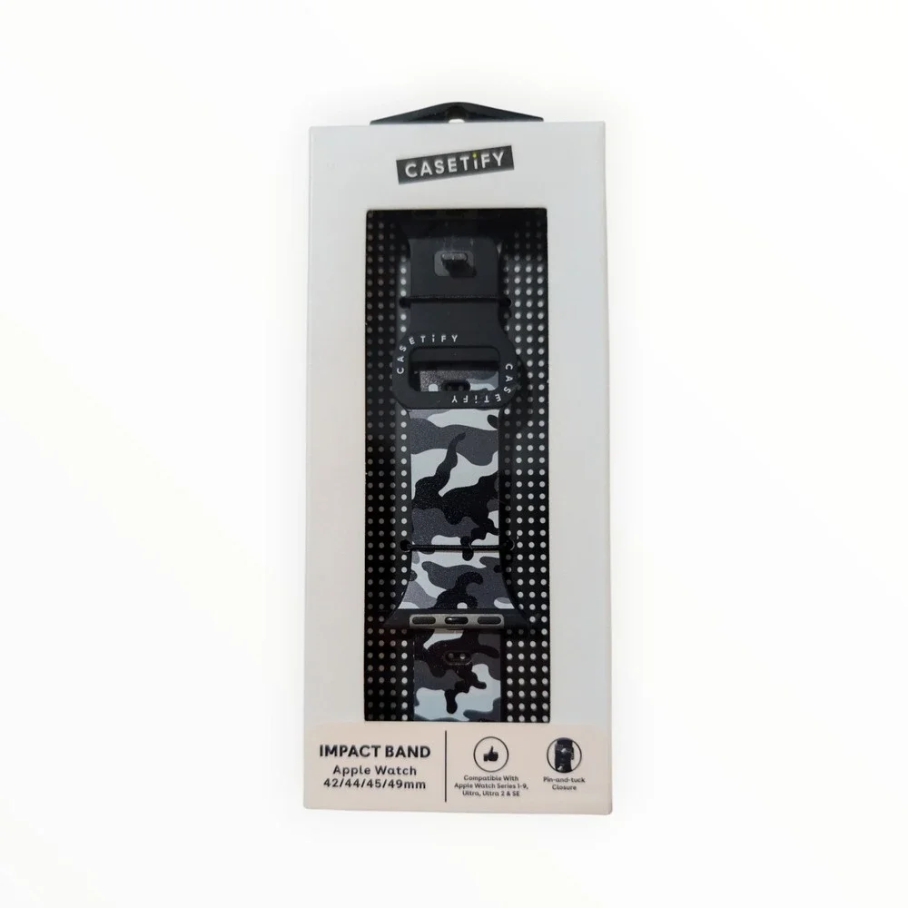 Q5-O Casetify Impact Band For Apple‎ Watch 42, 44, 45, & 49mm - Black/Gray Camo