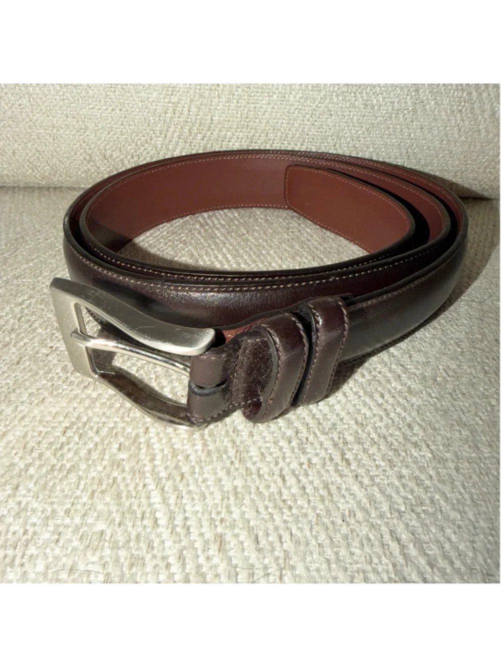 EUC Men’s Size 36 Perry Ellis Portfolio Genuine Cowhide Dk Brown Dress Belt