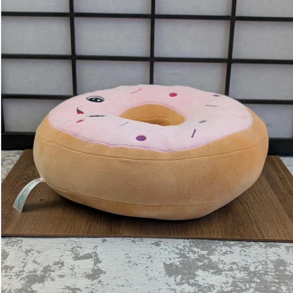 Homerbest Pink Frosted Donut Plush Floor Pillow Kawaii Embroidered Cushion 13x4