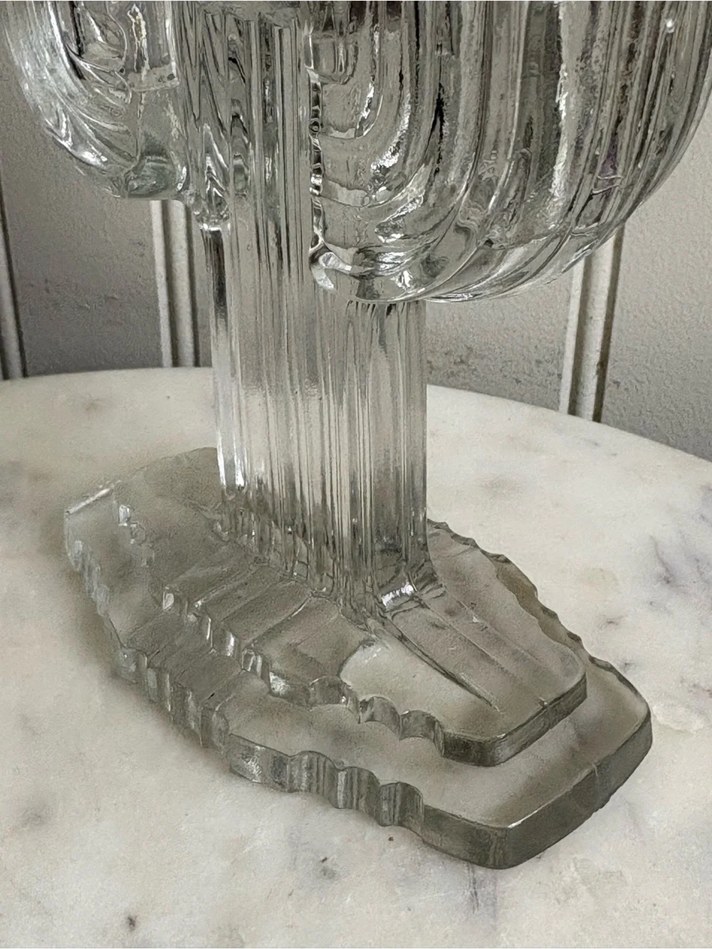 Vintage Anchor Hocking Art Deco Glass Cactus-Style Double Candleholder Clear VTG