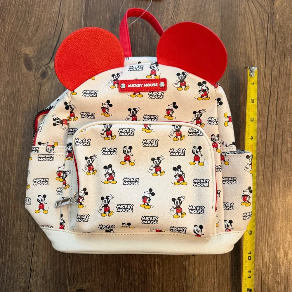 Disney Mickey Mouse Mini Backpack Kids White Red 3D Ears Theme Park Character