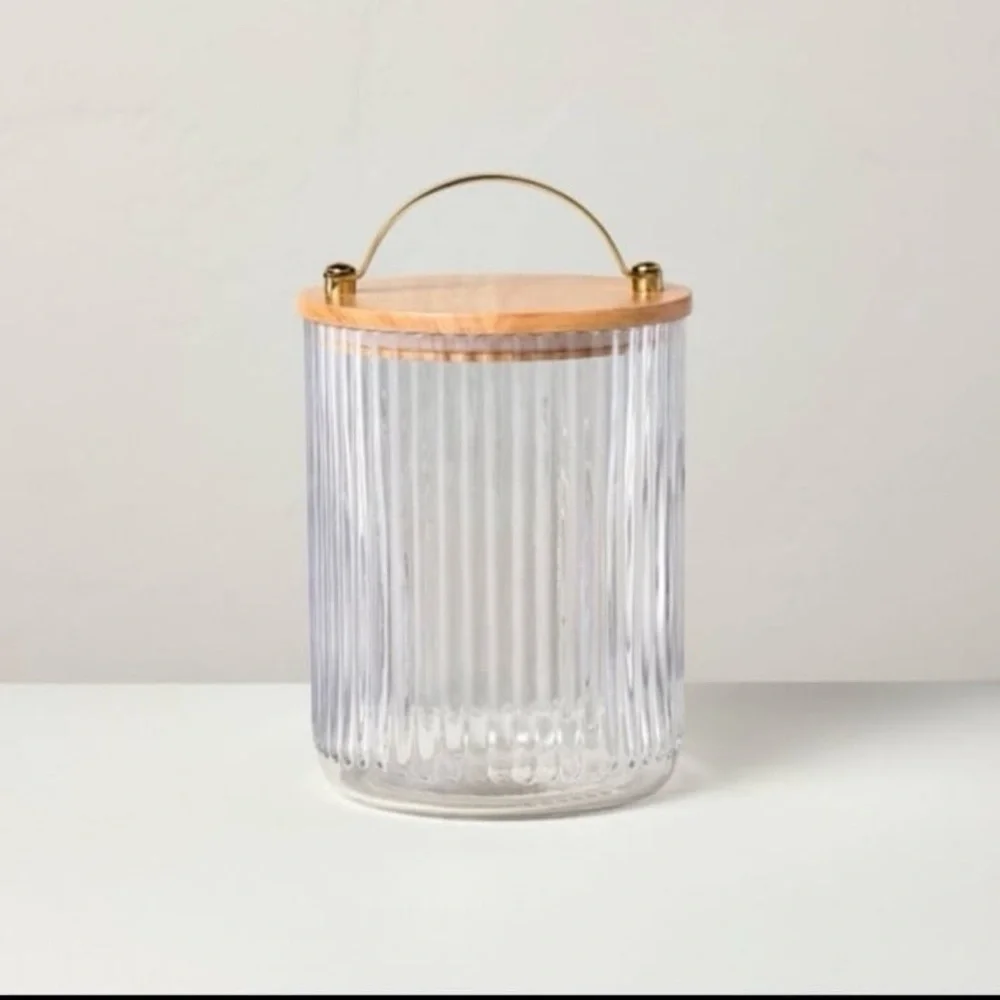 53oz Fluted Glass Storage Canister with Wood Lid - Hearth & Hand™