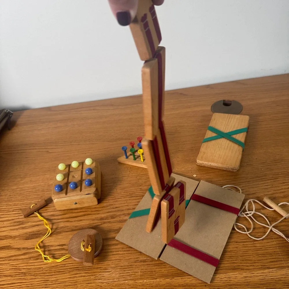 Vintage Wooden Toy Bundle Jacobs Ladder Magic Wallet Peg Game Tic‎ Tac Toe Lot