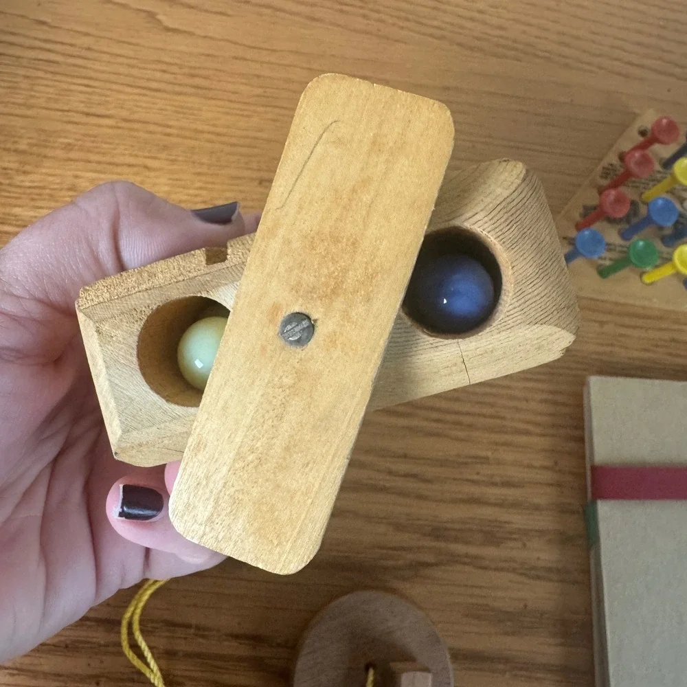 Vintage Wooden Toy Bundle Jacobs Ladder Magic Wallet Peg Game Tic‎ Tac Toe Lot