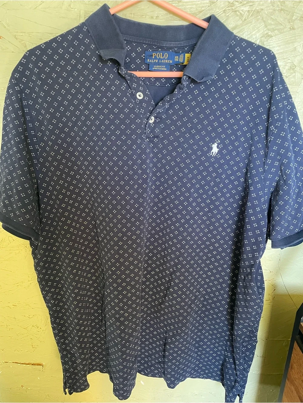 Ralph Lauren Navy Polo with Subtle White Micro-Pattern
