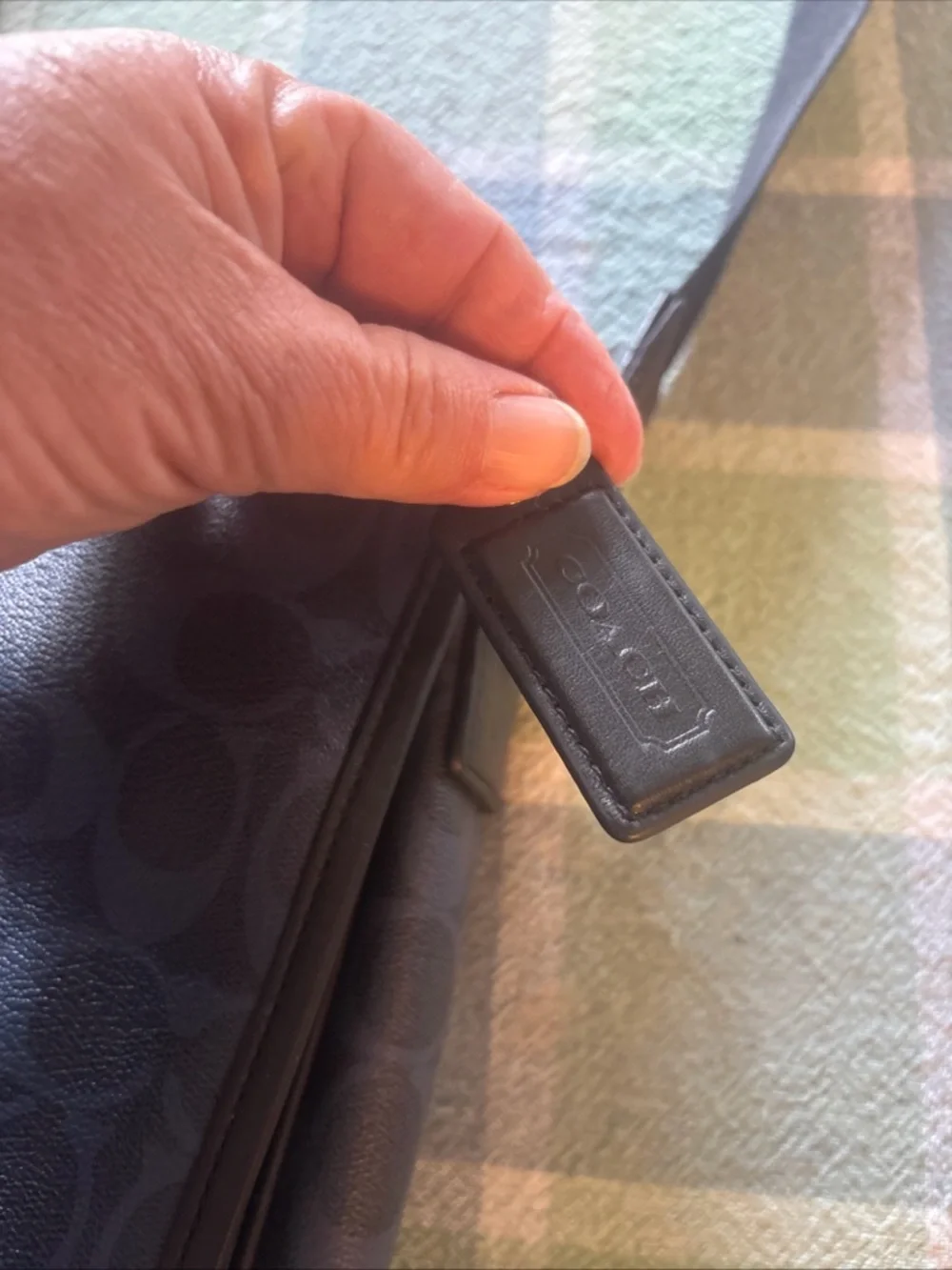 Coach Men’s Black Signature Stripe Messenger Bag
