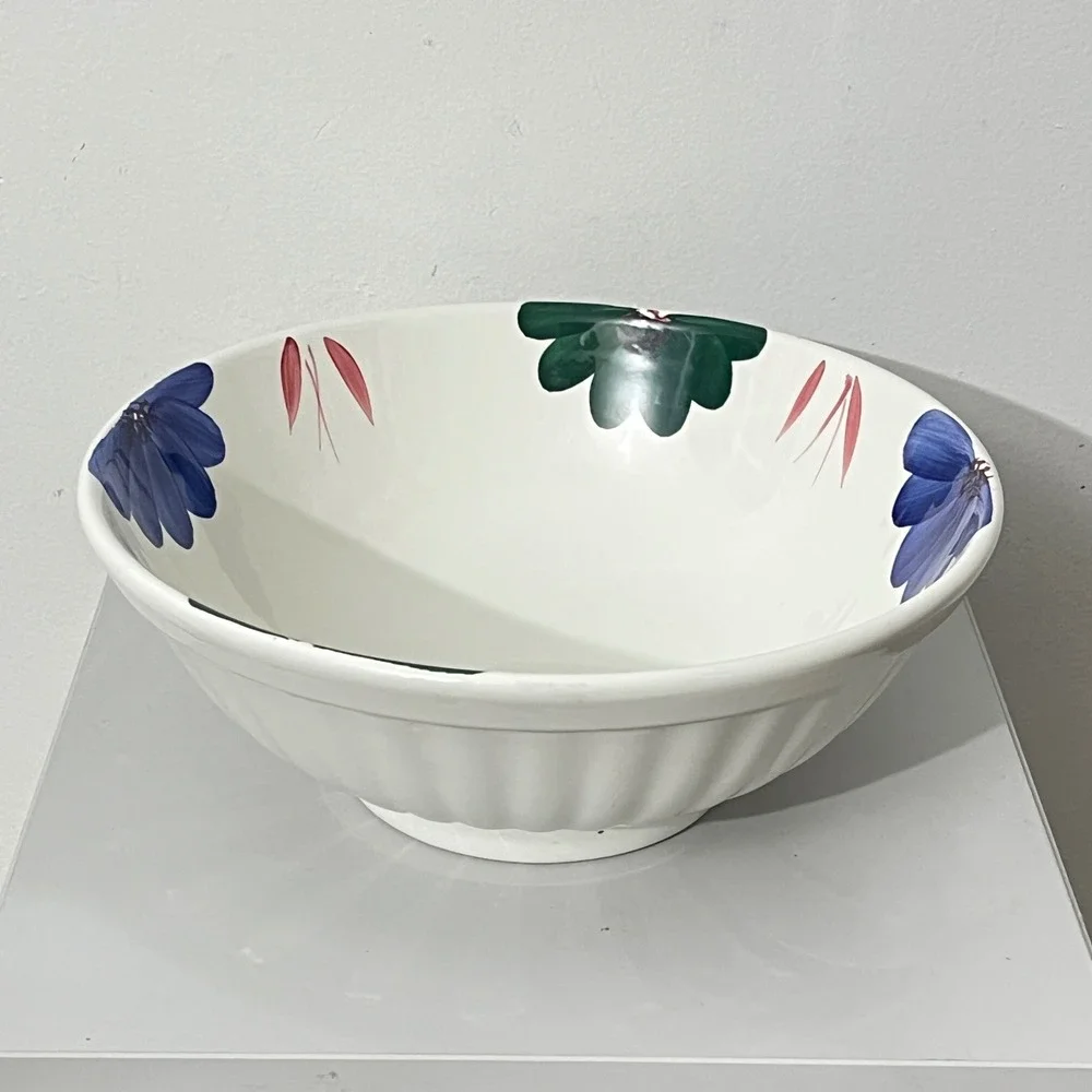Roma Inc Vintage Serving Bowl Unisex Large White Floral Hand Painted Italy