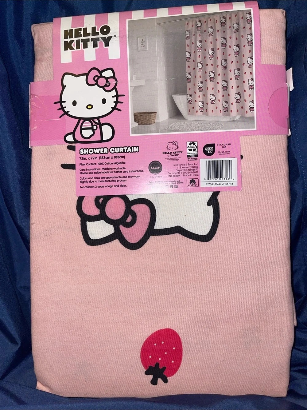 Hello Kitty Pink and White Character Shower Curtain