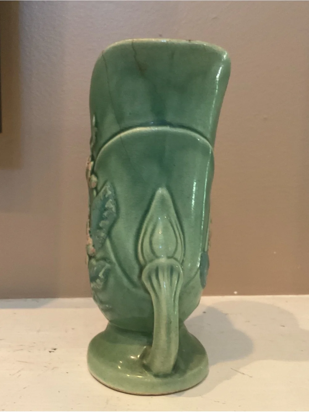 Green Floral Ceramic McCoy vase Vintage