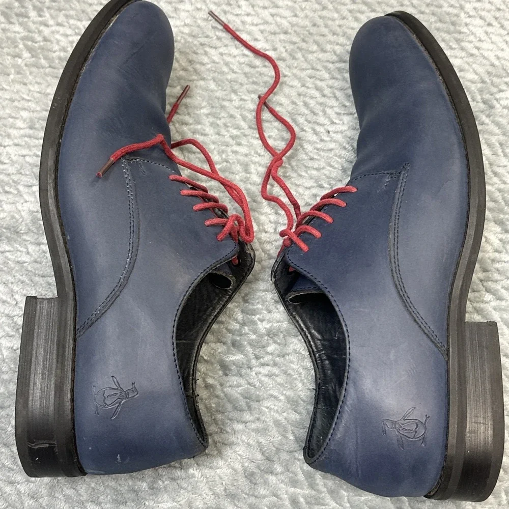 Penguin Bryan by Munsingwear Shoes Men's‎ 8 Blue Leather Oxford Red Laces Dress
