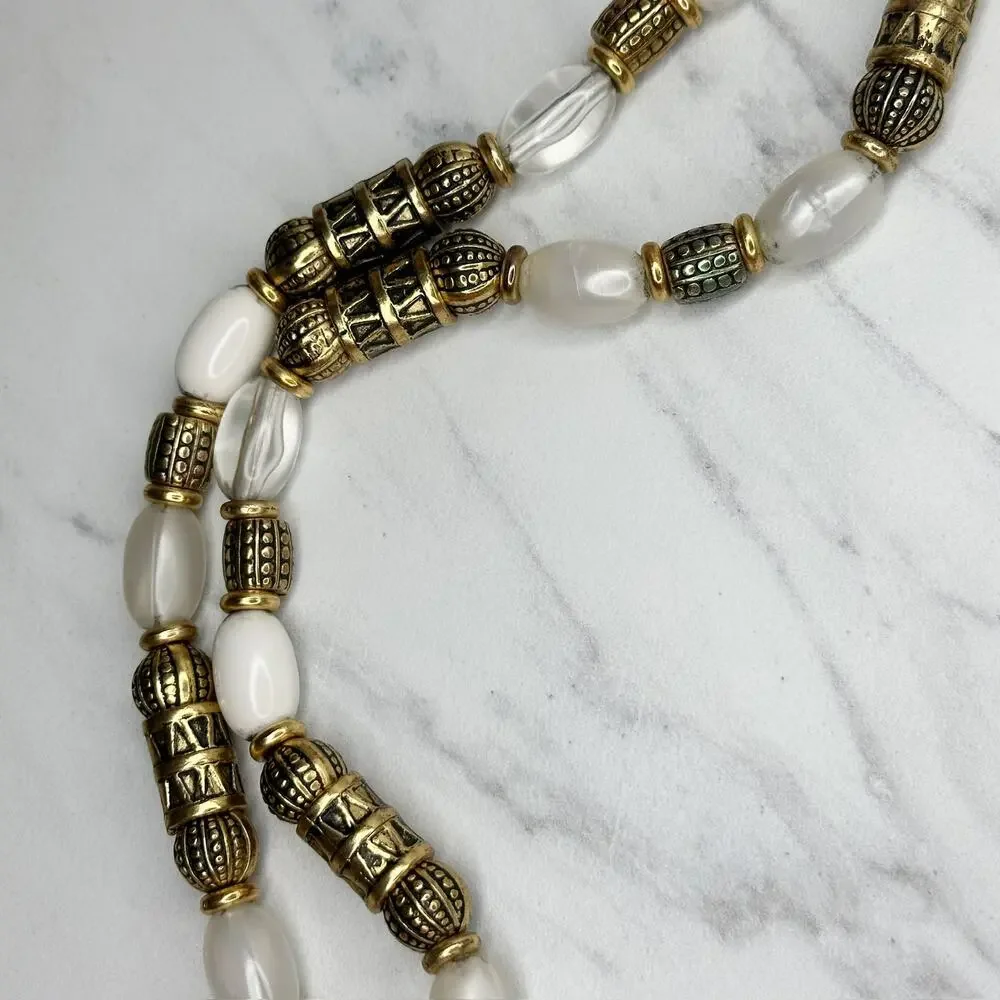 Express Vintage Chunky Beaded Gold Chain Belt Large (L/XL) Boho Statement ✨