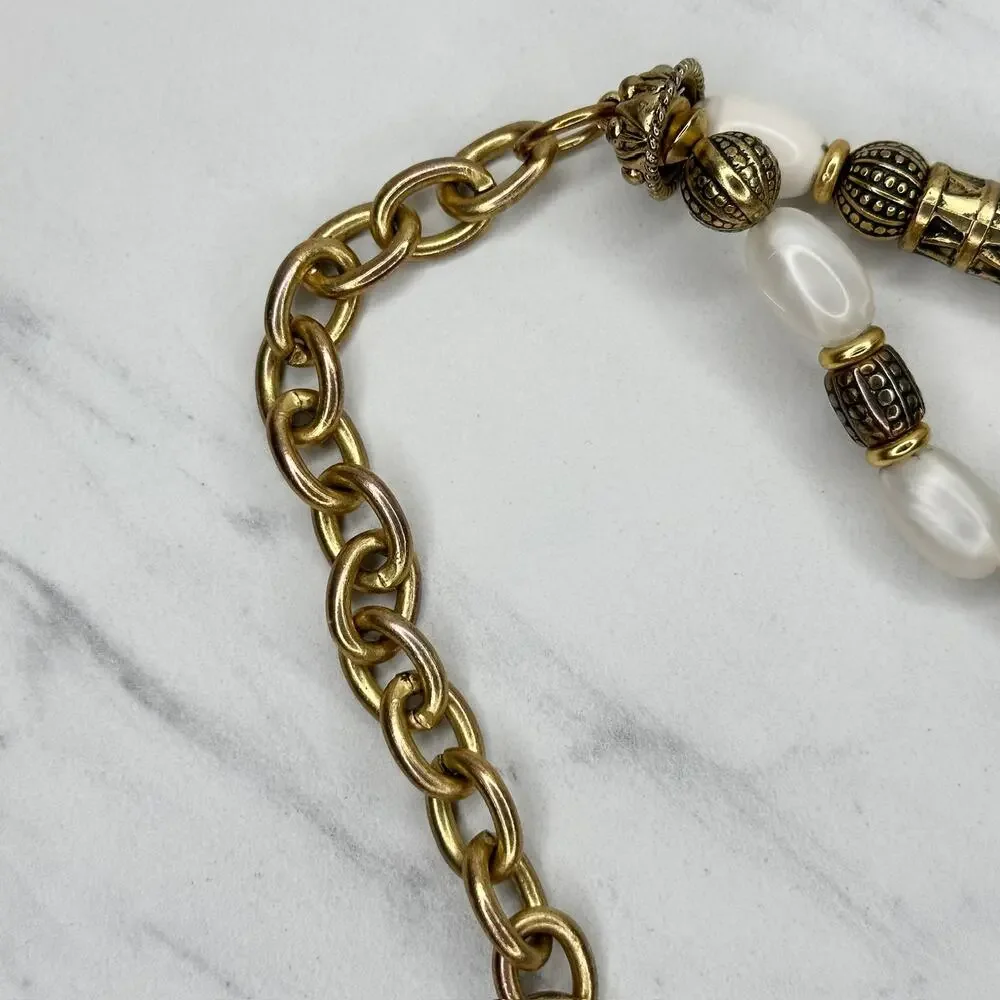 Express Vintage Chunky Beaded Gold Chain Belt Large (L/XL) Boho Statement ✨