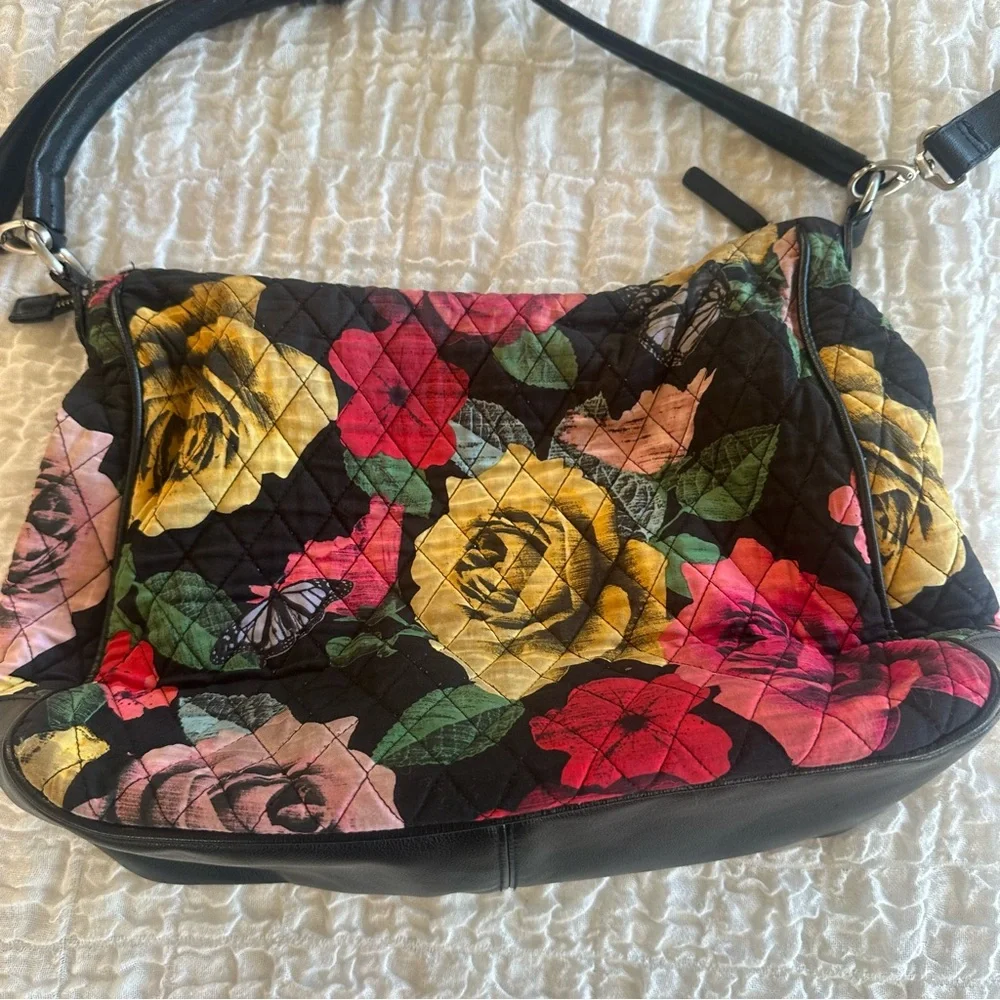 Vera Bradley Vivian Hobo Bag Havana Rose Retired Floral Large Purse