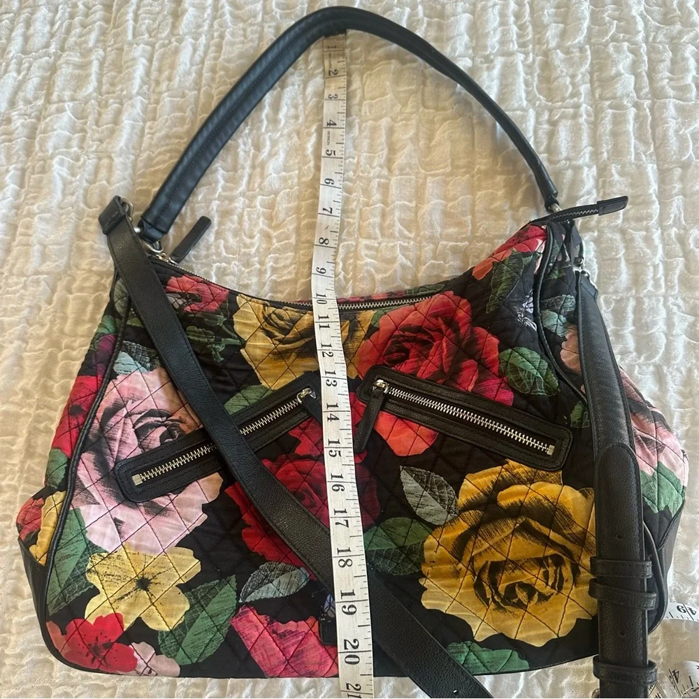 Vera Bradley Vivian Hobo Bag Havana Rose Retired Floral Large Purse