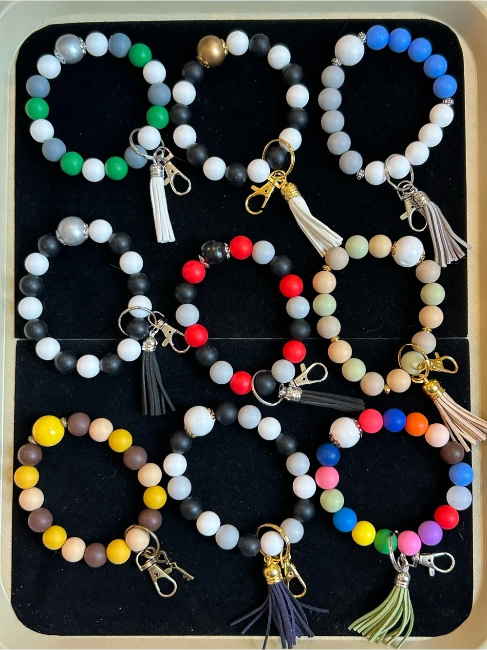 Beaded Keychains / wristlets / bag charms - WHOLESALE LOT OF SEVENTY (70)