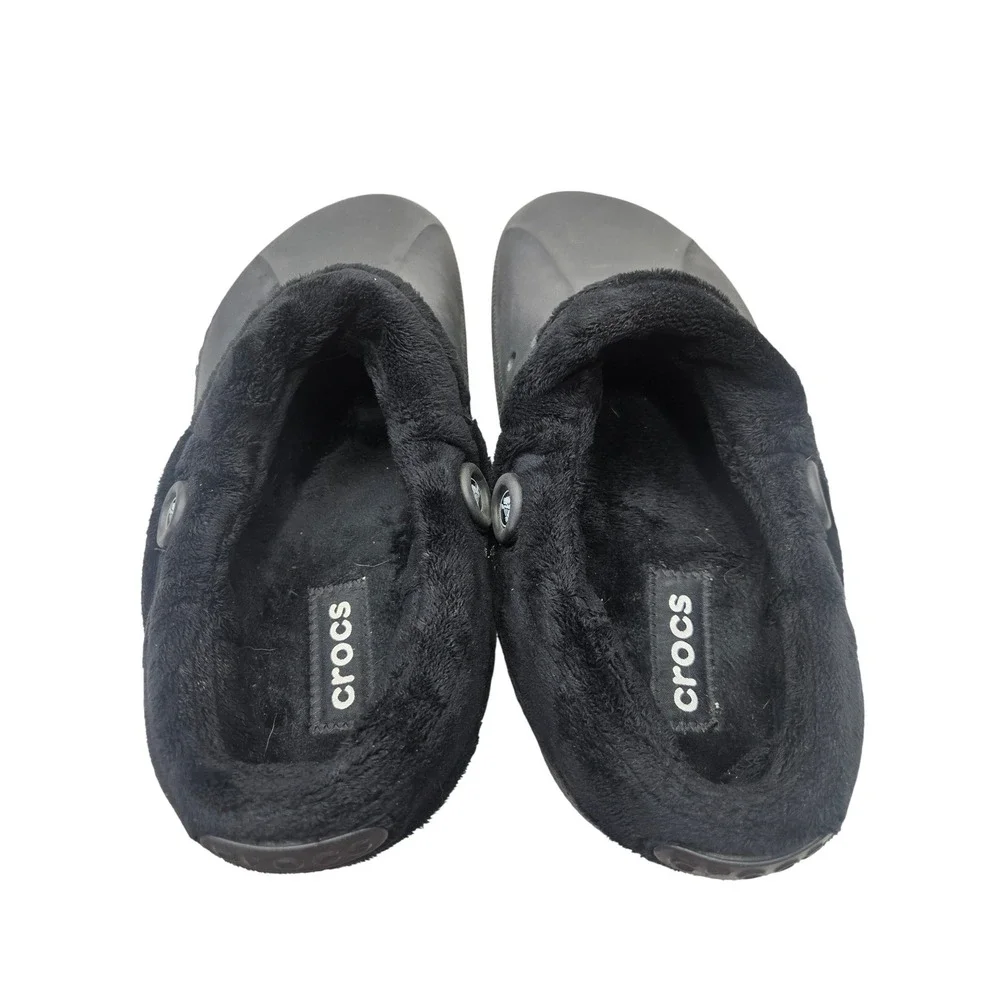 Crocs Classic Mammoth Luxe Radiance Black Faux Fur Lined Clogs Mens Size 13 Warm
