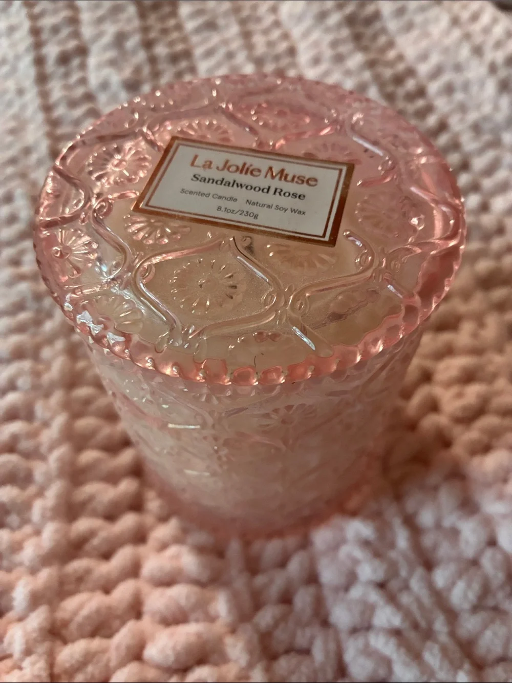 La Jolie Muse Sandalwood Rose Pink Decorative Candle Jar