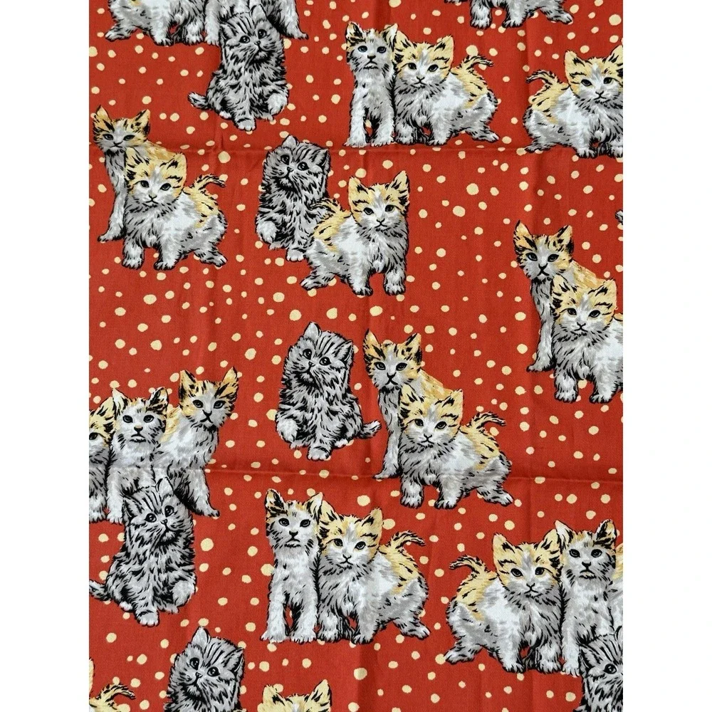PAUL & JOE Orange Cat Kitten Polka Dot Cotton Kitchen Tea Towel 20x27 NWOT